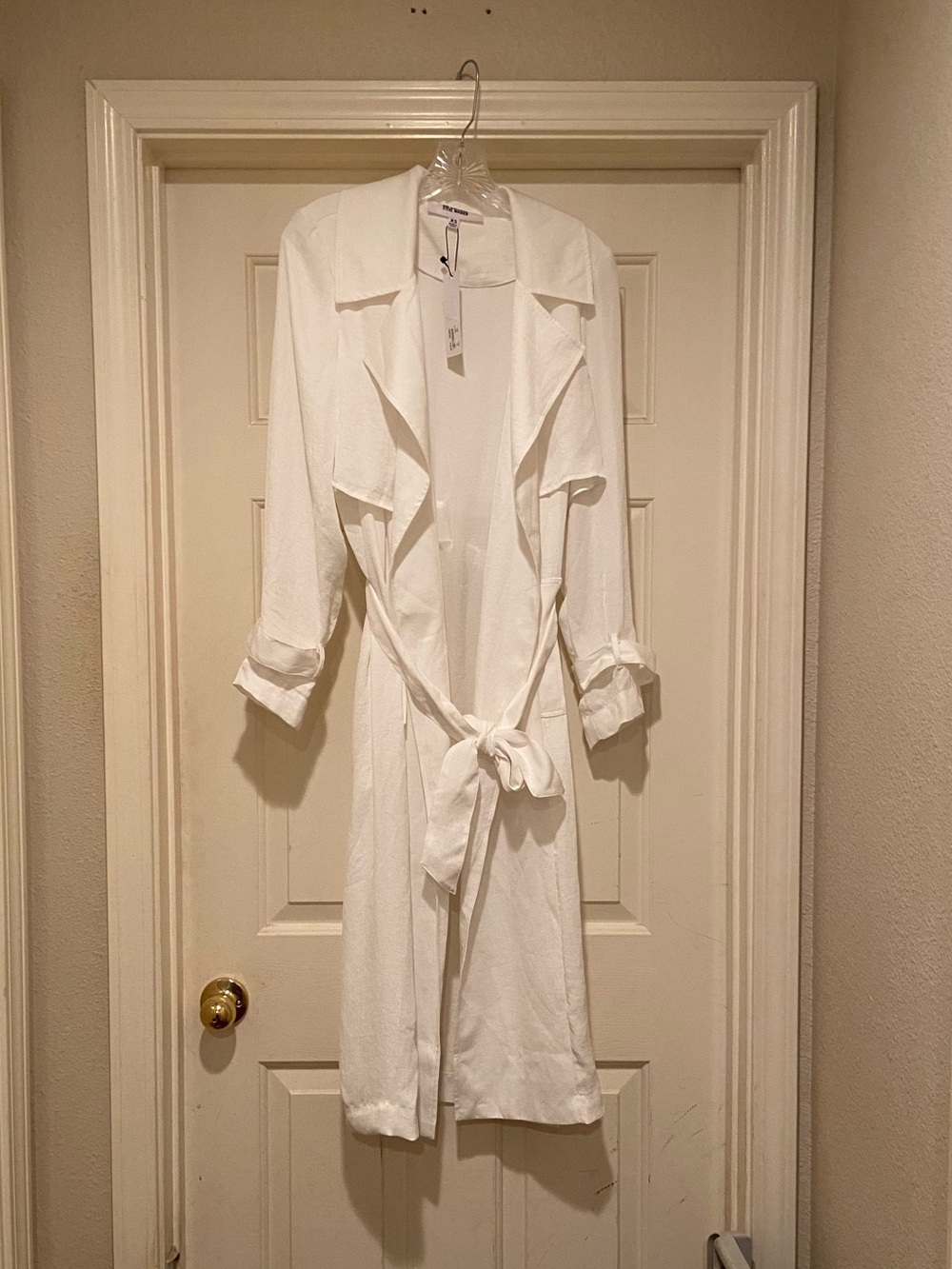 NWT BB Dakota by Steve Madden New Wave Belted Long Trench Coat in Ivory Size XS